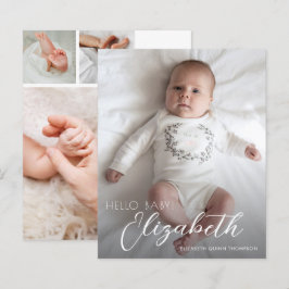 Anúncio de Nascimento do Script Branco de Foto de 