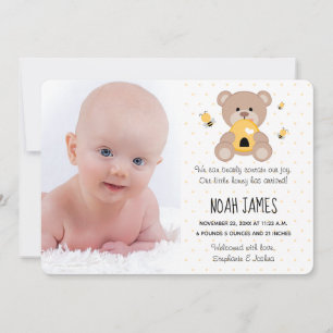 Anúncio de Nascimento do Urso de Teddy Bee Honey