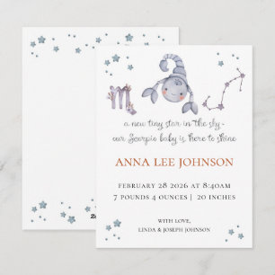 Anúncio de Nascimento do Zodíaco de Escorpião