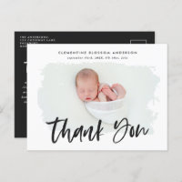 Anúncio de nascimento elegante foto agradecimento