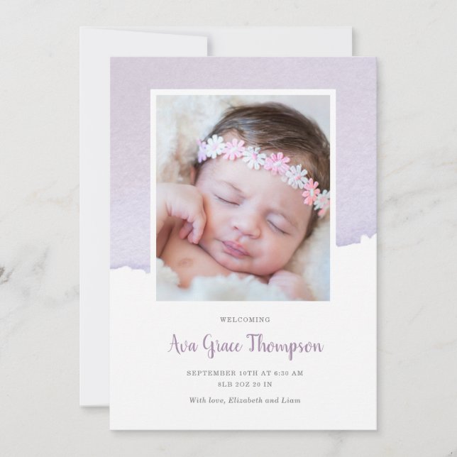 Anúncio de Nascimento em Aquarela (Frente)