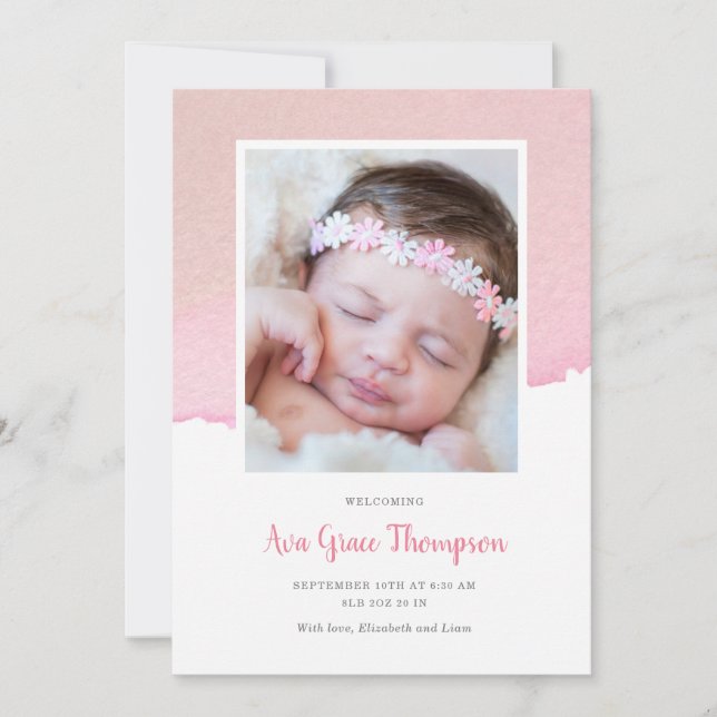 Anúncio de Nascimento em Aquarela (Frente)