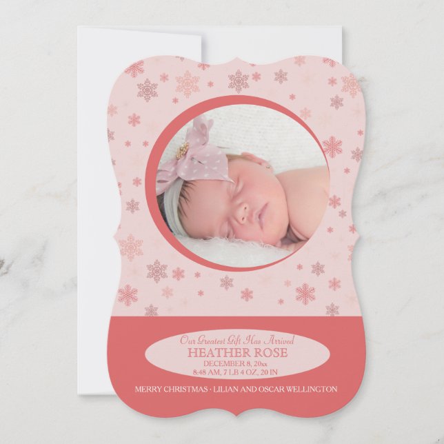 Anúncio de Nascimento Feriado de Pequeno Floco de  (Frente)