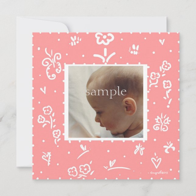 Anúncio de Nascimento Flor de Salmão (Frente)