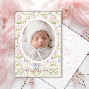 Anúncio de Nascimento Floral Damask Rosa Azul Amar
