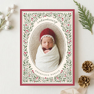 Anúncio de Nascimento Floral de Natal Vintage Boni