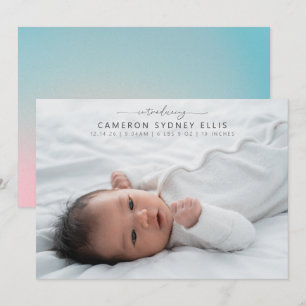 Anúncio de Nascimento Foto Bebê Azul Pastel Celest