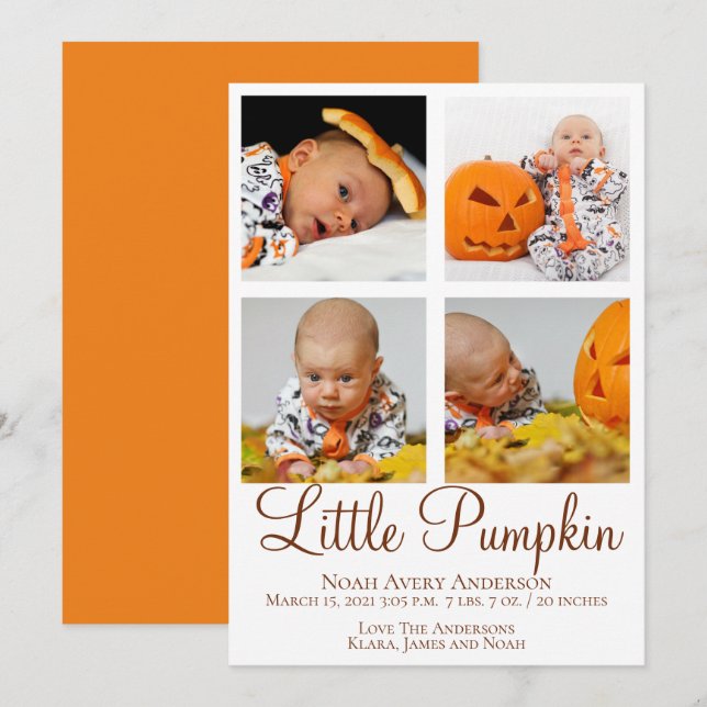 Anúncio de Nascimento Foto de Ação de Graças (Frente/Verso)