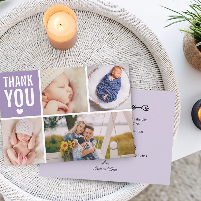 Anúncio de Nascimento Foto Estatísticas Faculdade  (Modern Thank You Photo College Stats Flat Birth Announcement)