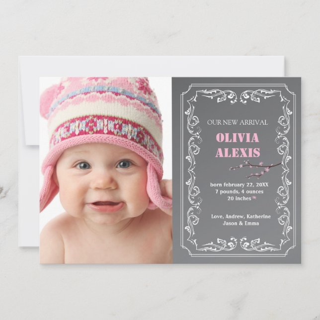 Anúncio de Nascimento Foto Quadro de Giz (Frente)