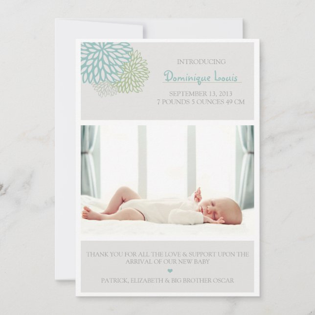 Anúncio de Nascimento Fotográfico das Flores de In (Frente)