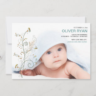 Anúncio de Nascimento Fotográfico de Bebês Vines