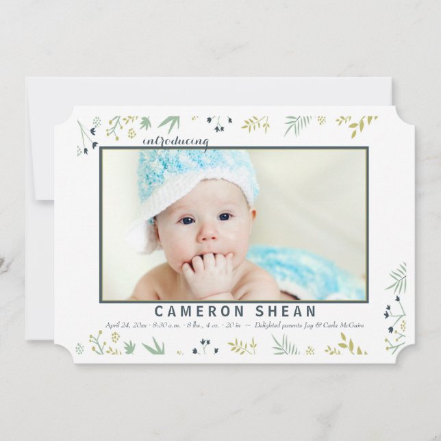 Anúncio de Nascimento Fotográfico de Pequenas Flor (Frente)