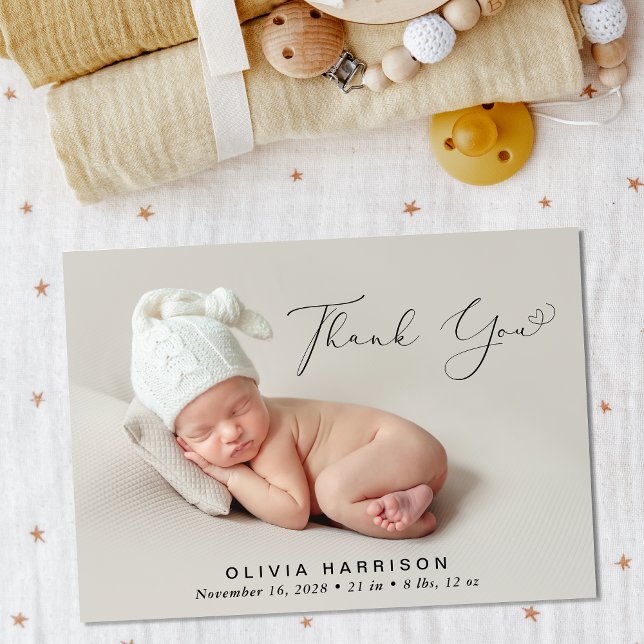 Anúncio de Nascimento Fotográfico do Modern Obriga (Announce the arrival of your baby with this cute modern birth announcement)