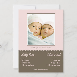 Anúncio de Nascimento Gêmeo Duplo Abençoado