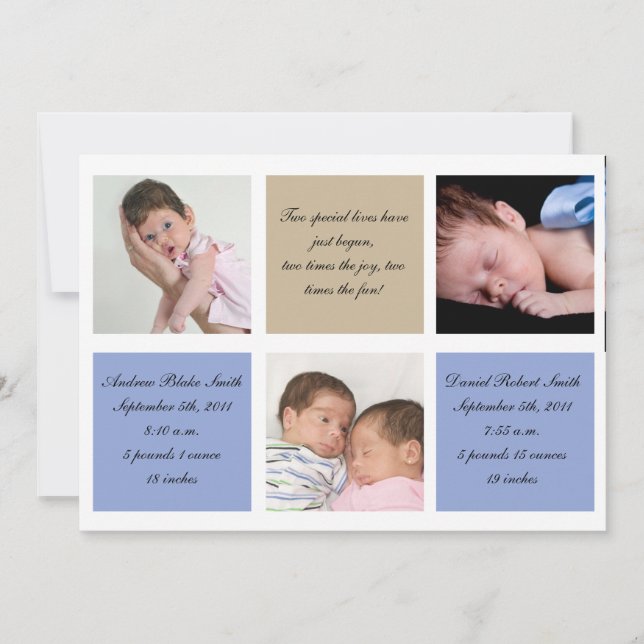 Anúncio de nascimento gêmeos - Meninos (Frente)