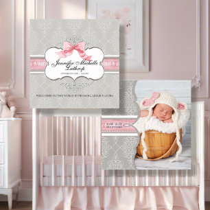 Anúncio de Nascimento Menina com Renda Damask em A