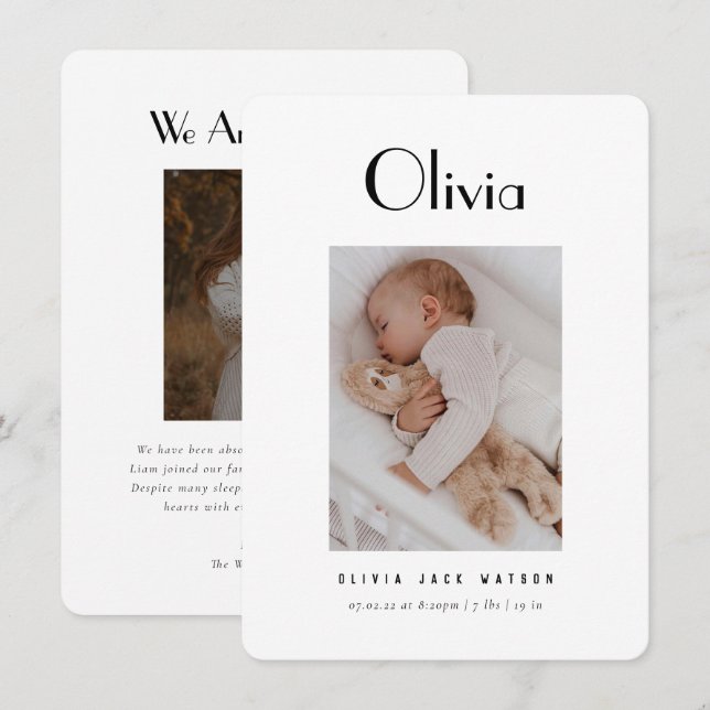 Anúncio de Nascimento Mínimo Clássico (Frente/Verso)