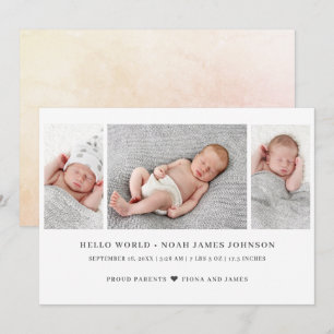 Anúncio de Nascimento Moderno com 3 Fotos