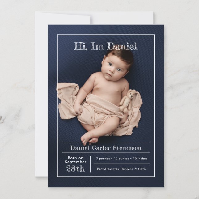 Anúncio de nascimento moderno com grelha (Frente)