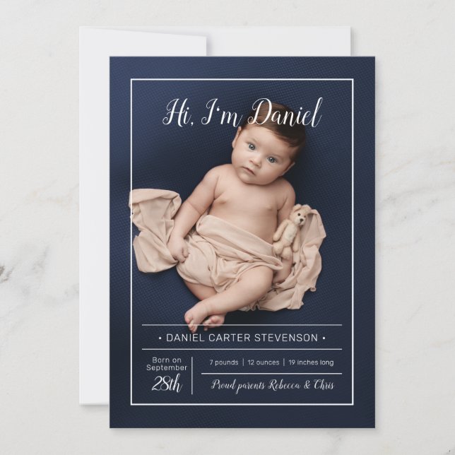 Anúncio de nascimento moderno com grelha (Frente)