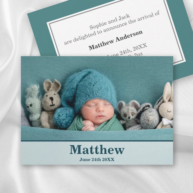 Anúncio de Nascimento Moderno Elegante - Teal Dusk (Criador carregado)