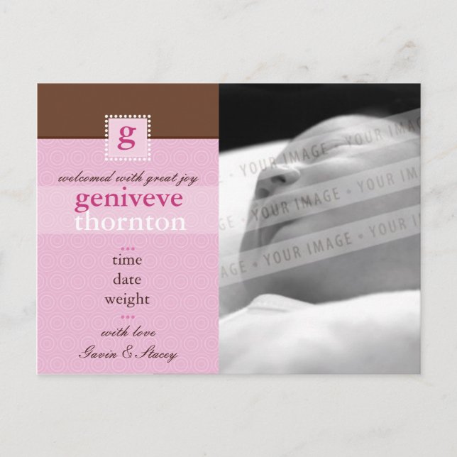 ANÚNCIO DE NASCIMENTO :: monogram1 - menina (Frente)