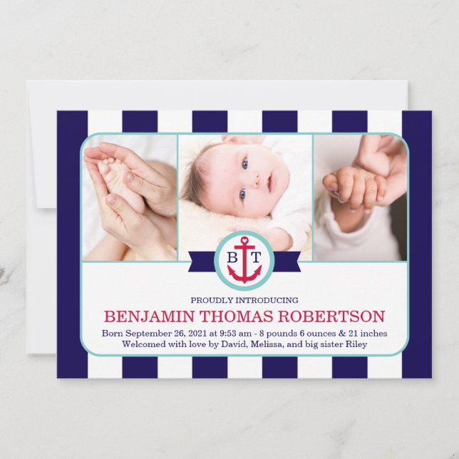 Anúncio de Nascimento Náutico (Frente)