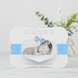 Anúncio de Nascimento Romântico de Lace Azul Claro