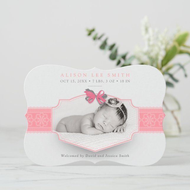 Anúncio de Nascimento Romântico Rosa (Em pé/Frente)