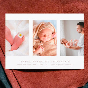 anúncio de nascimento rosa com colagem de fotos mi