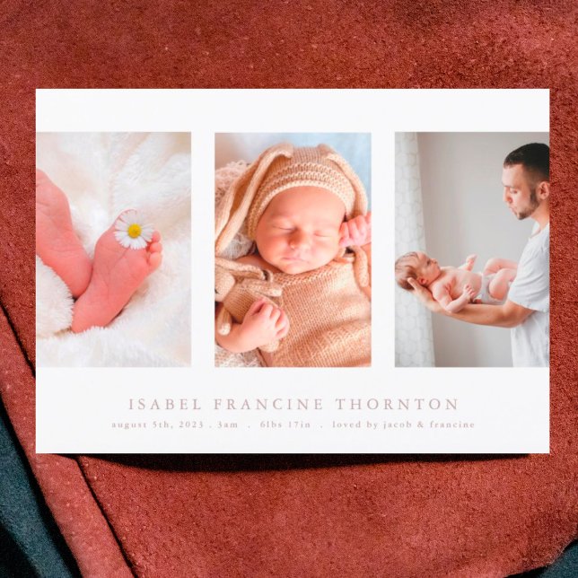 anúncio de nascimento rosa com colagem de fotos mi (Criador carregado)