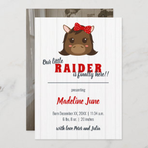 Anúncio de Nascimento Vertical Vermelho de Cavalo 