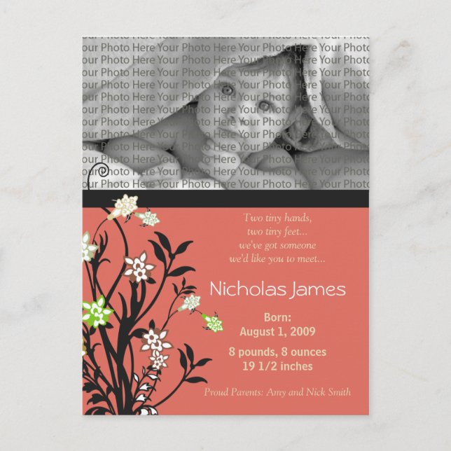 Anúncio de Nascimento Viney Baby Rosa (Frente)