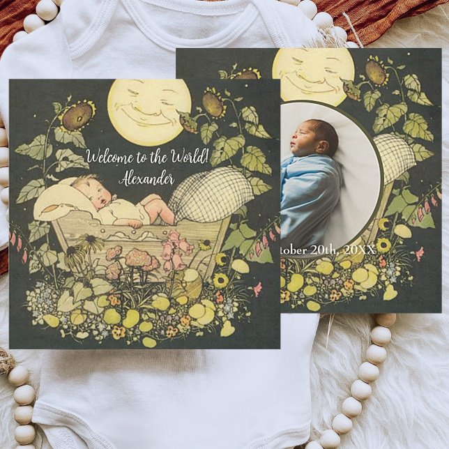 Anúncio de Nascimento Vintage Baby Boy (Criador carregado)