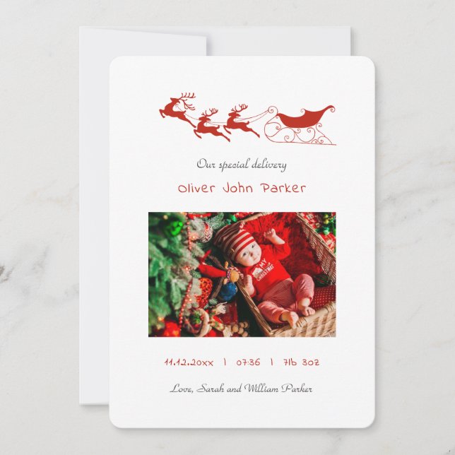 Anúncio de natal de Reindeer e trenó (Frente)