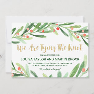 Anúncio de Natal Holly Wreath Elopement