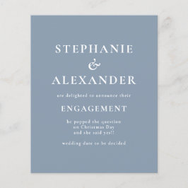 Anúncio de Noivado Azul com Empoeiramento de Texto