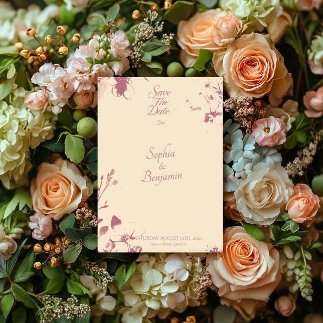 Anúncio de Noivado Blush Floral Save the Date (Criador carregado)