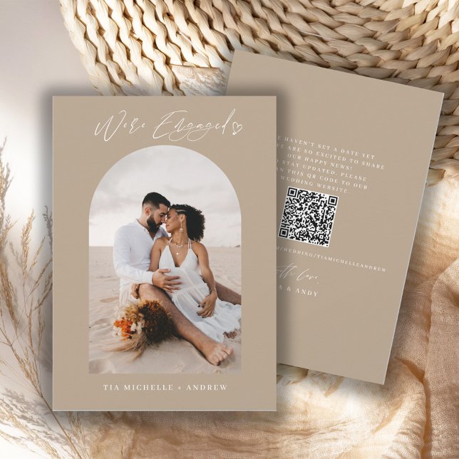 Anúncio de Noivado Casamento Código QR Foto Chic (Criador carregado)
