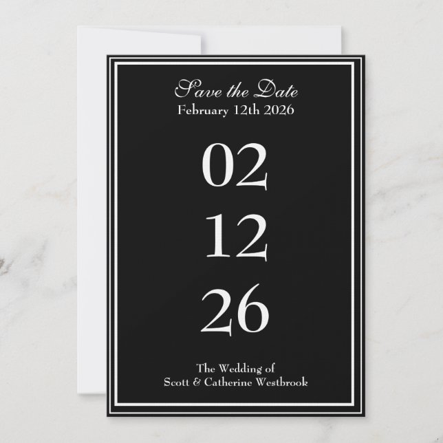 Anúncio de Noivado Classy Save the Date (Frente)