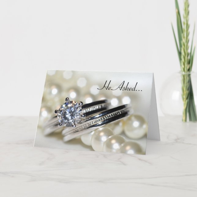 Anúncio de Noivado com Alianças e Pérolas Brancas (Frente)