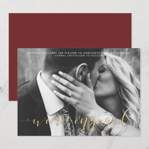Anúncio de Noivado com Foto de Casamento Elegante