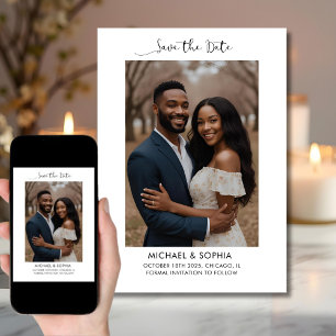 Anúncio de Noivado com Foto Elegante e Sofisticado