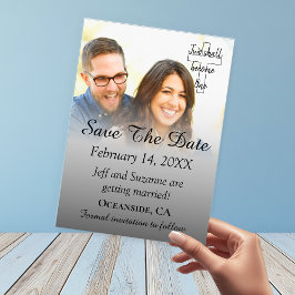 Anúncio de Noivado com Foto em Prata Save The Date