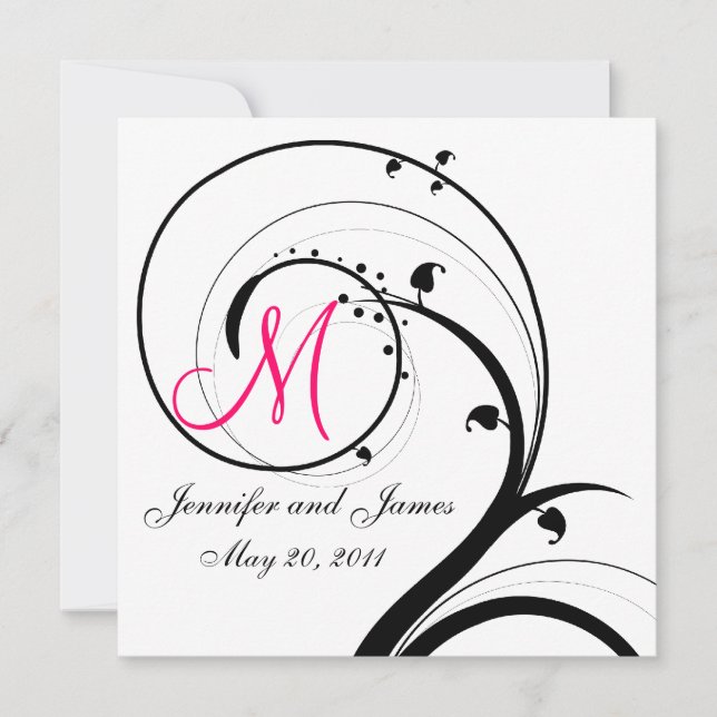 Anúncio de Noivado com Monograma em Redemoinho par (Frente)