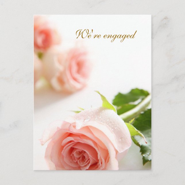 Anúncio de Noivado com rosa cor-de-rosa branca (Frente)