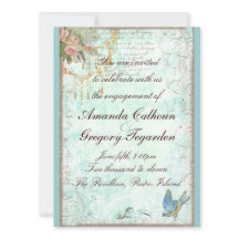 Anúncio de Noivado de Bluebird e Rosas Rosa