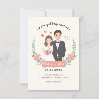 Anúncio de Noivado de Convite de Casamento Bonito
