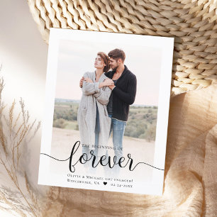 Anúncio de Noivado de Foto de Script Moderno de Or